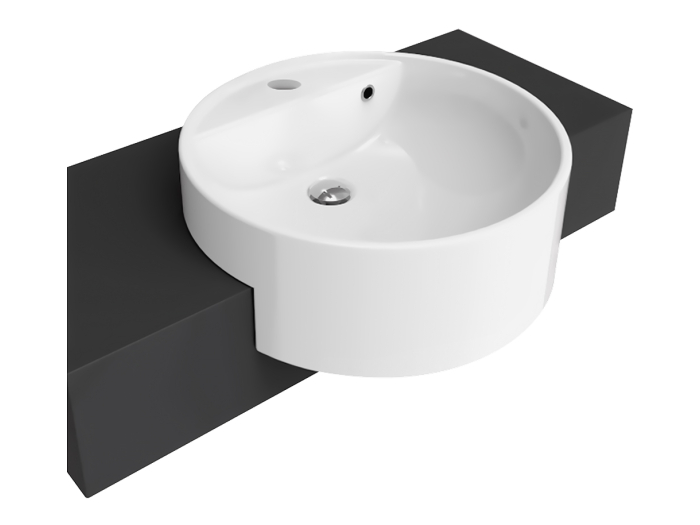 На изображении товар Раковина Flaminia Twin, полувстраиваемая, Ø525 мм, на 1 отверстие для смесителя, цвет белый от официального представителя в Москве