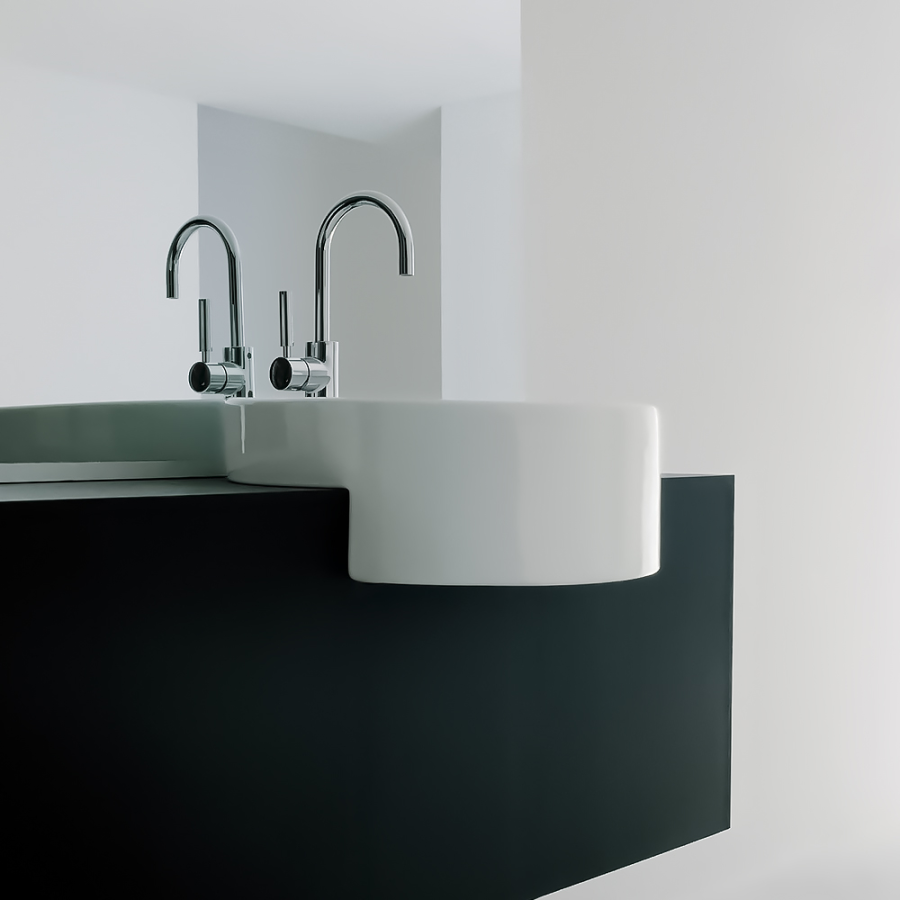 Раковина Flaminia Twin, полувстраиваемая, Ø525 мм, на 1 отверстие для смесителя, цвет белый - изображение 1