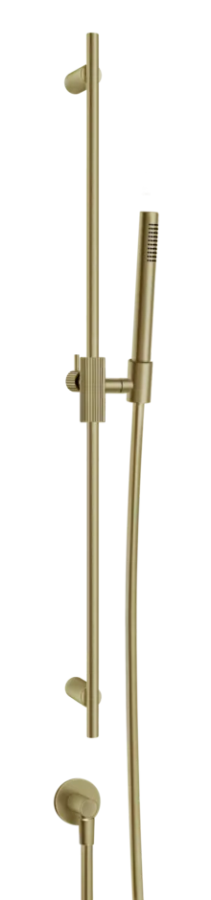 Штанга Gessi Ingranaggio, с душевой лейкой, шлангом и шланговым подсоединением, цвет Brushed Brass PVD