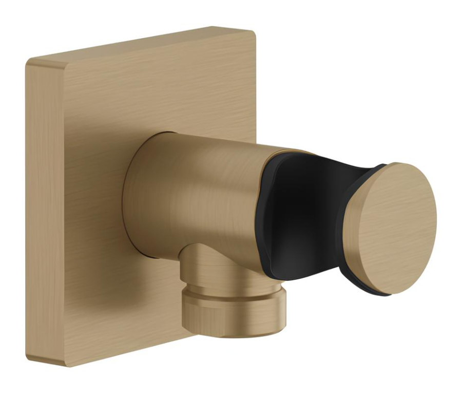 Шланговое подсоединение Gessi Rilievo, с держателем для душевой лейки, цвет Warm Bronze Brushed PVD