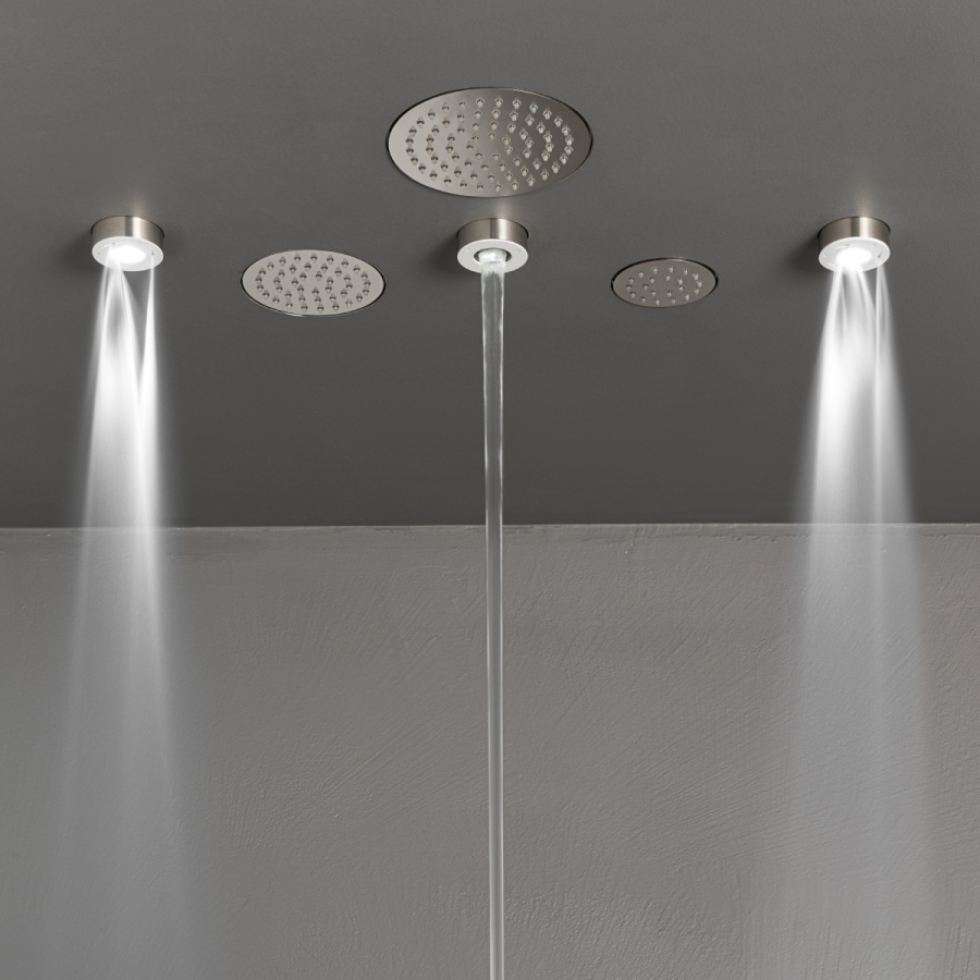 Душ верхний CeaDesign Free Ideas, встраиваемый, Ø45x15h мм, Delrin®, 1 режим, Led подсветка, внешняя часть, цвет белый/сатинированная нержавеющая сталь - изображение 2