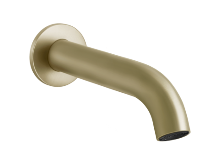 На изображении товар Излив для ванны Gessi 316, настенный, цвет Brass Brushed PVD от официального представителя в Москве