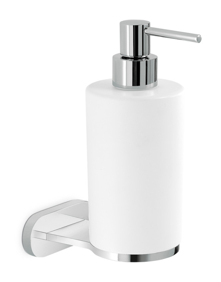 Дозатор Newform для мыла, колба белая керамика, помпа и настенный держатель, цвет хром
