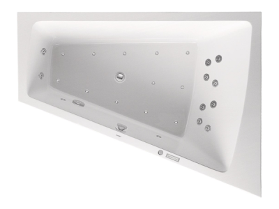 На изображении товар Ванна Duravit Paiova, встраиваемая, 1700x1300 мм,  гидромассаж Combi-System L,  наклон для спины справа, цвет белый от официального представителя в Москве