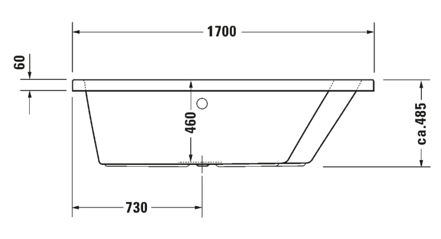 Ванна Duravit Paiova, встраиваемая, 1700x1300 мм,  гидромассаж Combi-System L,  наклон для спины справа, цвет белый - изображение 2