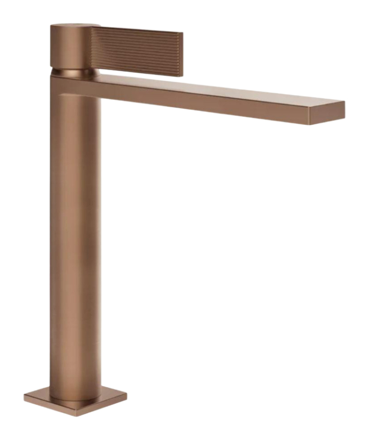 Смеситель для раковины Gessi Inverso, без донного клапана, с соединительными шлангами, Н-251 мм, цвет Copper Brushed PVD