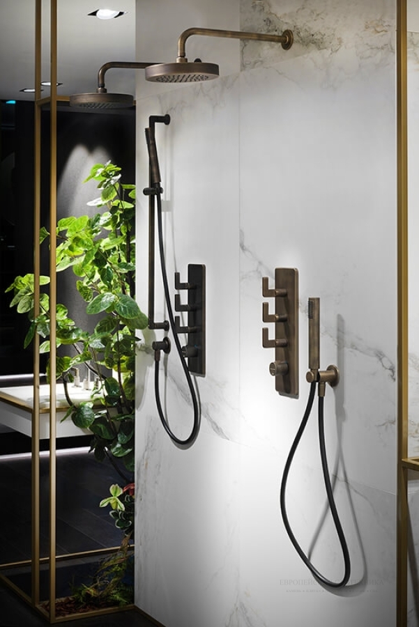 Верхний душ Gessi Inciso Ø220 мм, настенный, цвет Antique Brass - изображение 3