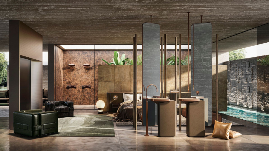 Смеситель для раковины Gessi Jacqueline на 3 отверстия, с низким изливом, с Т-образным вентилем под дерево Nickel PVD - изображение 8