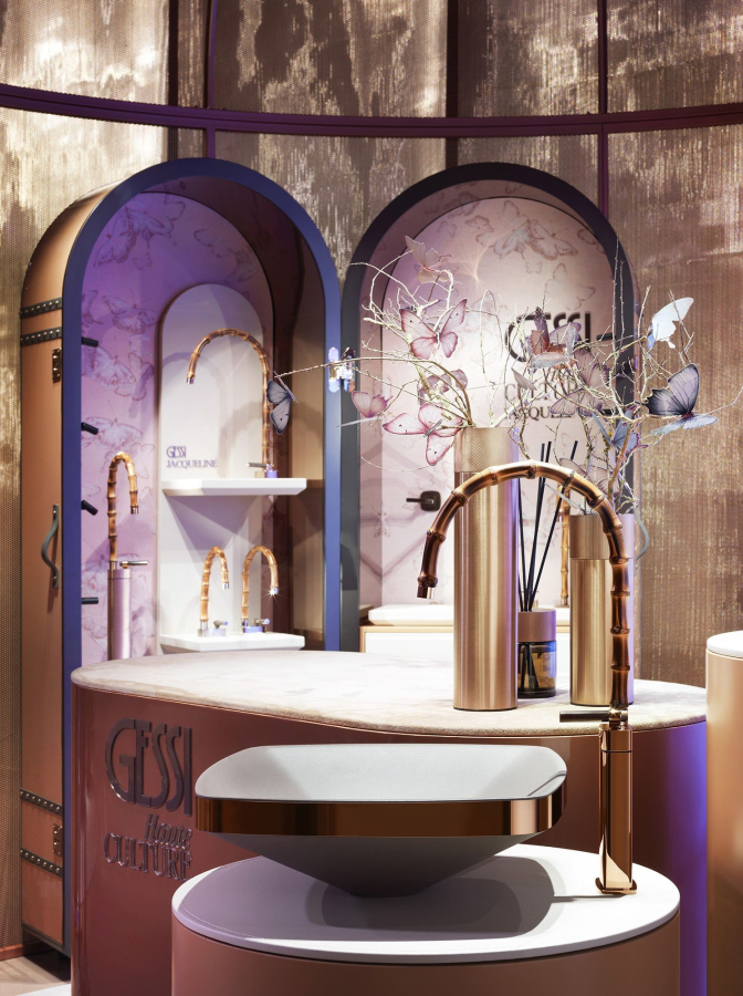 Смеситель для раковины Gessi Jacqueline на 3 отверстия, с низким изливом, с Т-образным вентилем под дерево Nickel PVD - изображение 3