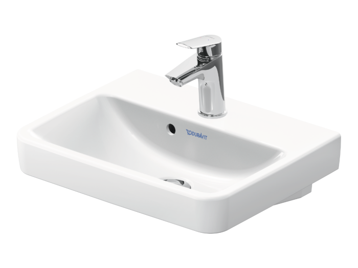 На изображении товар Раковина Duravit No.1 для рук, 450х350 мм, с переливом, 1 отверстие для смесителя, цвет белый от официального представителя в Москве