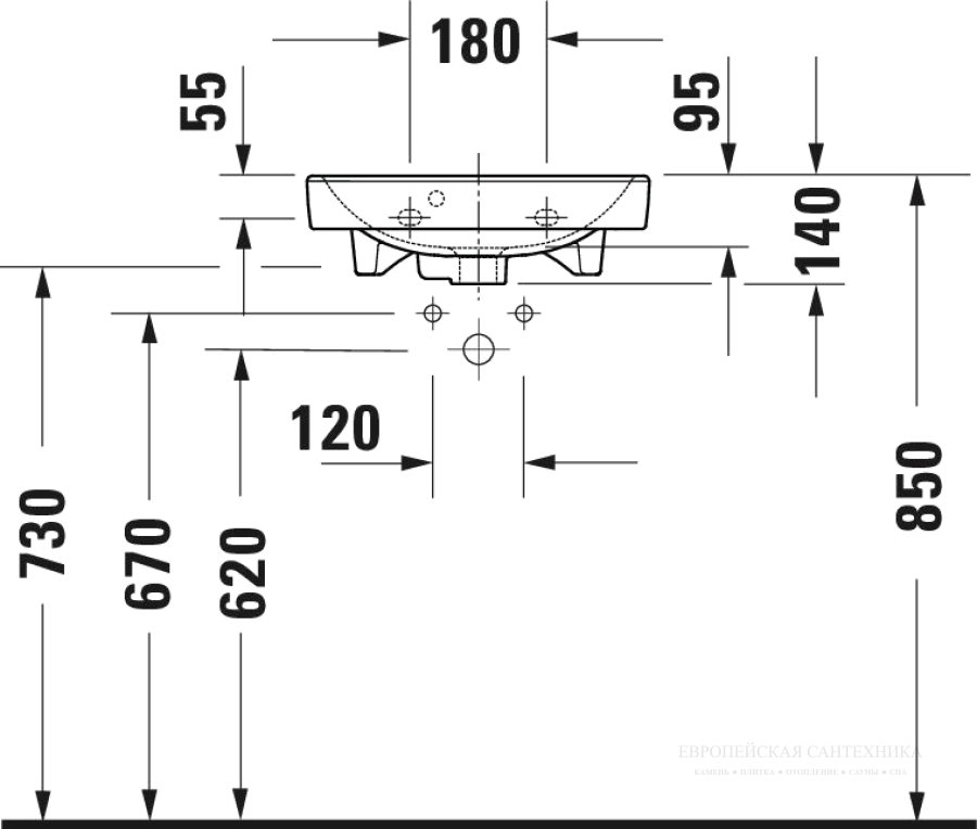 Раковина Duravit No.1 для рук, 450х350 мм, с переливом, 1 отверстие для смесителя, цвет белый - изображение 6