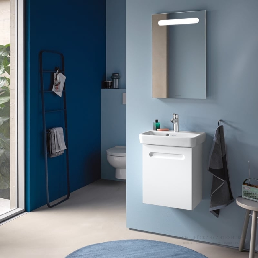 Раковина Duravit No.1 для рук, 450х350 мм, с переливом, 1 отверстие для смесителя, цвет белый - изображение 4