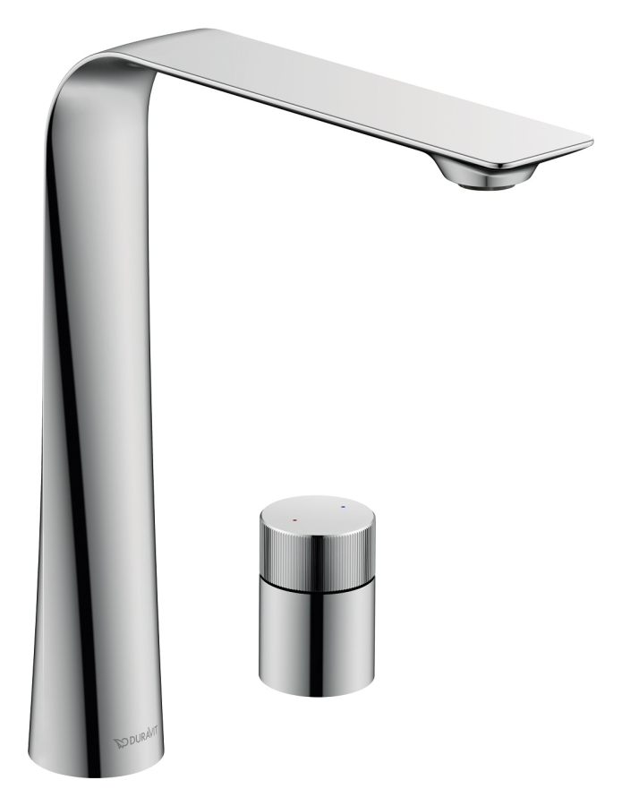 Смеситель для раковины Duravit D.1 XL, высокий, на 2 отверстия, круглая рукоятка, цвет хром