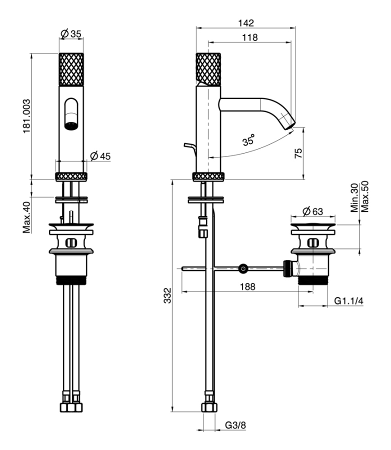 Cмеситель для раковины Carlo Frattini Spillo Tech, донный клапан, цвет хром - изображение 7