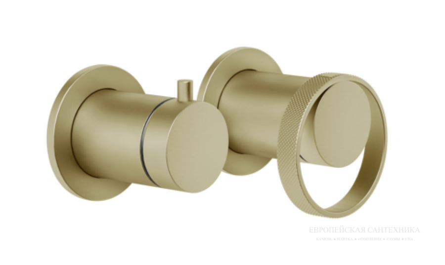 Смеситель для ванны/душа Gessi Anello, настенный, на 2 выхода, с переключателем ванна-душ, встраиваемый, цвет Brushed Brass PVD