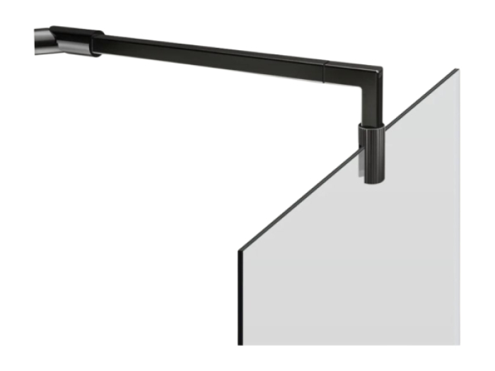 На изображении товар Профиль для стекла Gessi Rigato, глубина 403 мм, регулировка стеклянного анкера 180 градусов, цвет Black Metal PVD от официального представителя в Москве
