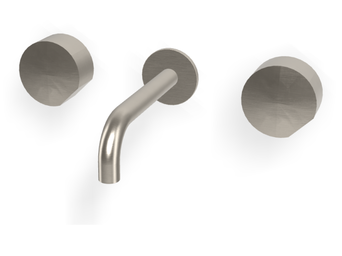 На изображении товар Смеситель для раковины Carlo Frattini SO, настенный, без ручек, с донным клапаном Click-Clack, L-159 мм, внешняя часть, цвет никель брашированный от официального представителя в Москве