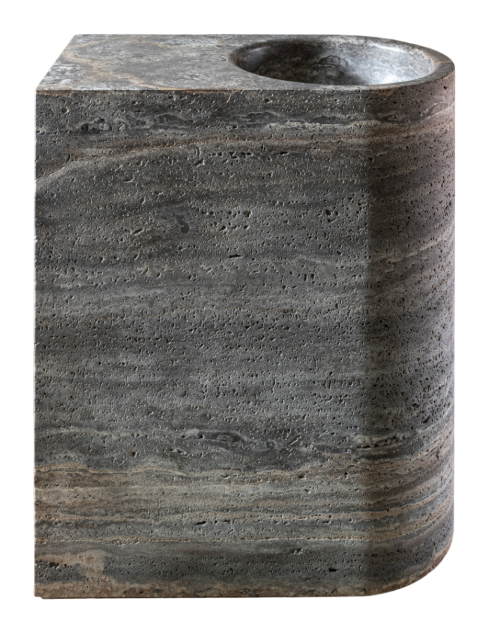 Раковина CeaDesign Sixty, напольная, H. 870 мм, моноблочная, мрамор, цвет Travertine Titanium Marble