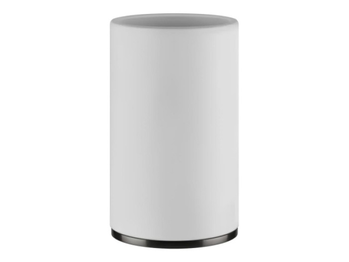 На изображении товар Стакан Gessi Inciso, настольный, ⌀75х127 мм, цвет White/Black Metal Brushed PVD от официального представителя в Москве