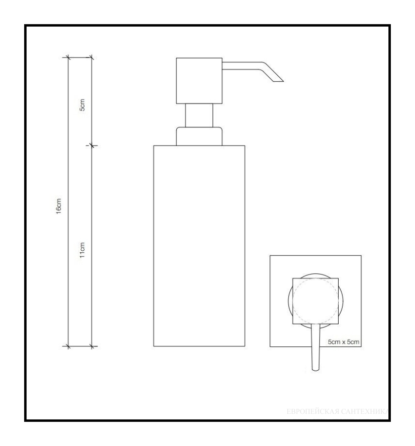 Дозатор Decor Walther Corner DW 395  для жидкого мыла, настольный, 16x5x5 см, металл, цвет черный матовый - изображение 1