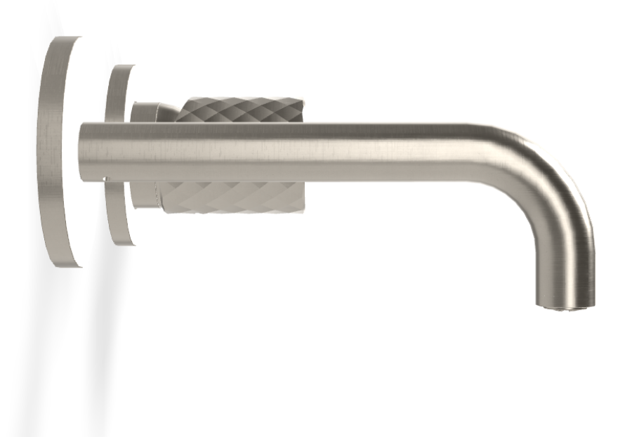 Смеситель для раковины Carlo Frattini Spillo Tech, ручка X Collection, настенный, с донным клапаном Click-Clack, излив 150 мм, внешняя часть, цвет никель брашированный - изображение 2