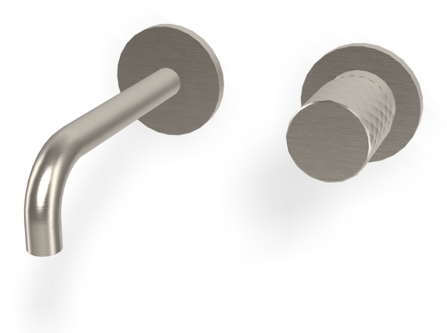 Смеситель для раковины Carlo Frattini Spillo Tech, ручка X Collection, настенный, с донным клапаном Click-Clack, излив 150 мм, внешняя часть, цвет никель брашированный