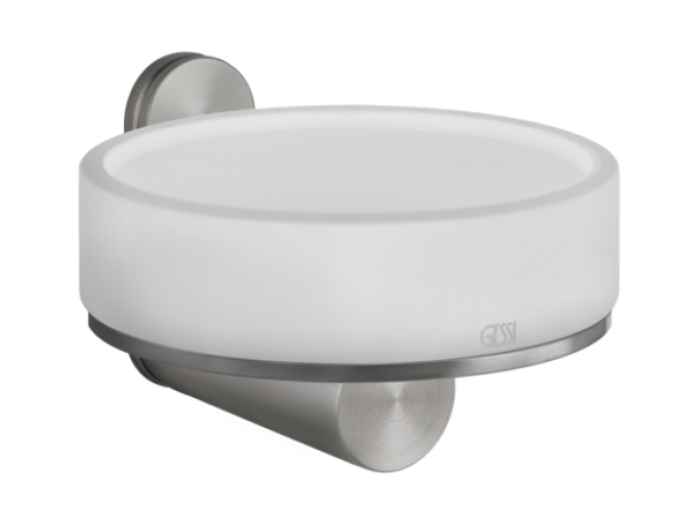 На изображении товар Мыльница Gessi316, настенная, Ø115хh75 мм, цвет White/Steel Brushed от официального представителя в Москве
