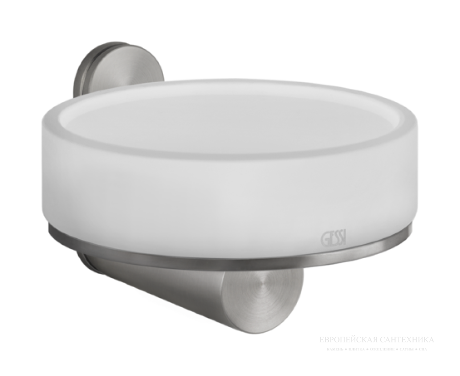 Мыльница Gessi 316, настенная, ⌀115хh75 мм, цвет White/Steel Brushed