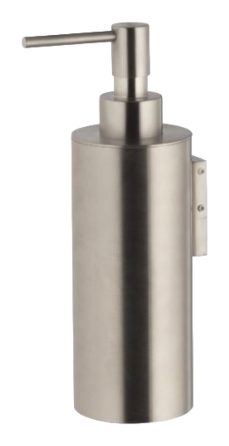 Дозатор для жидкого мыла Carlo Frattini Spillo Steel, с настенным держателем, металлической колбой, Н-205 мм, цвет нержавеющая сталь