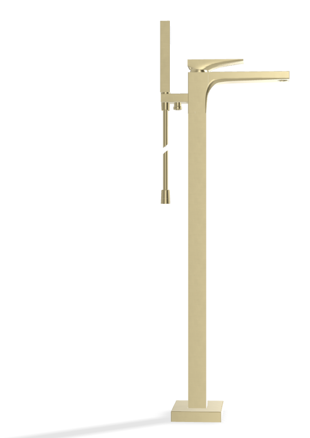 Смеситель для ванны Carlo Frattini Zeta, напольный, h876 мм, с ручным душем, внешняя часть, цвет брашированная шампань - изображение 2