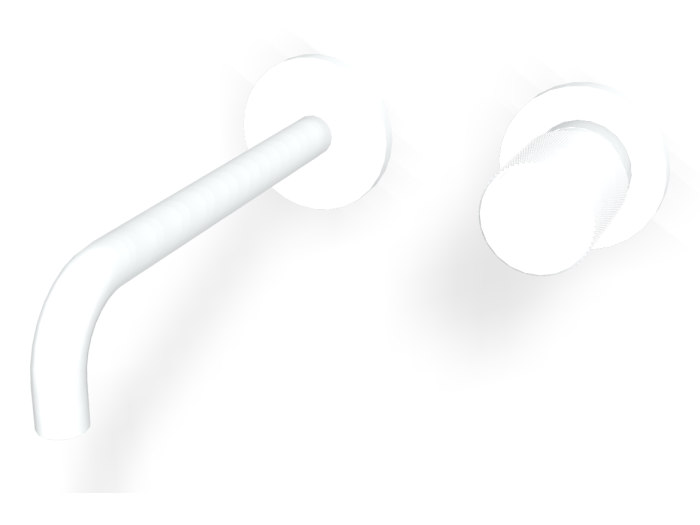 На изображении товар Смеситель для раковины Carlo Frattini Spillo Tech, ручка G Collection, настенный, с донным клапаном Click-Clack, излив 200 мм, внешняя часть, цвет белый матовый от официального представителя в Москве