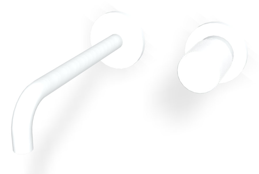 Смеситель для раковины Carlo Frattini Spillo Tech, ручка G Collection, настенный, с донным клапаном Click-Clack, излив 200 мм, внешняя часть, цвет белый матовый