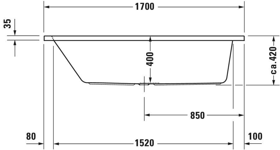 Ванна Duravit D-Code, встраиваемая, 1700x750 мм, центральный выпуск, цвет белый - изображение 8