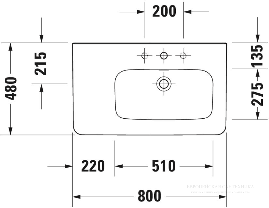 Раковина Duravit DuraStyle для мебели, 800х480 мм, чаша справа, с переливом, с 1 отверстием под смеситель, цвет белый - изображение 6