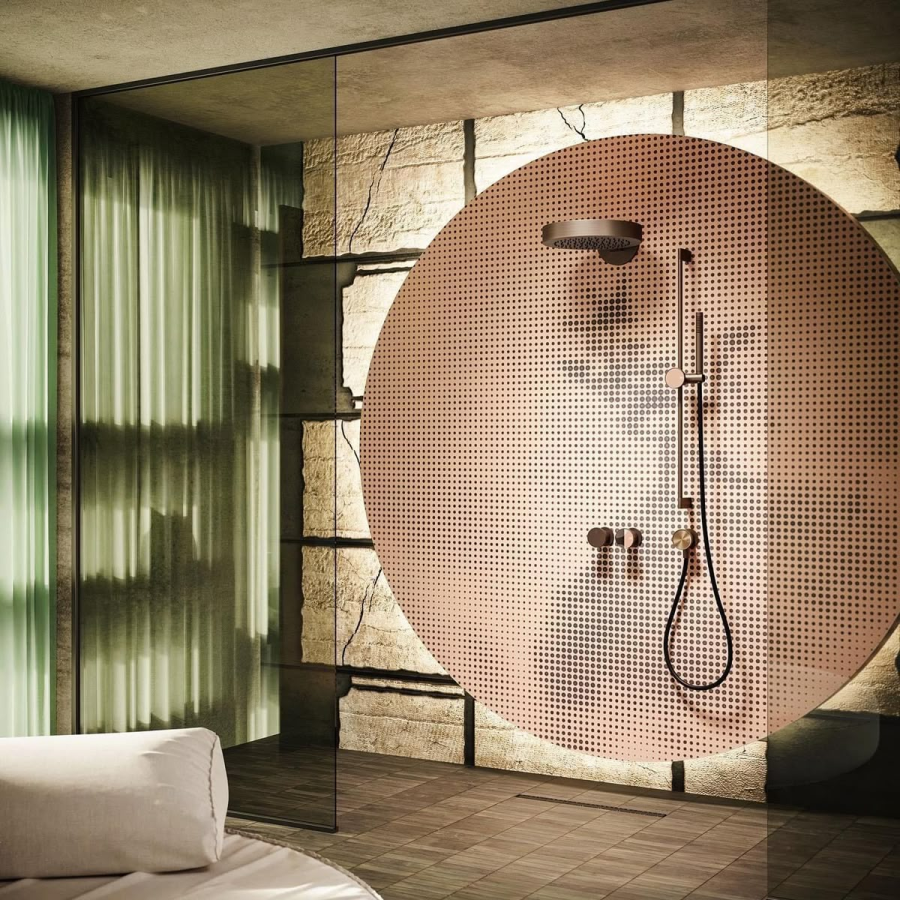 Верхний душ Gessi, настенный, поворотный, с защитой от известкового налёта, цвет Dark Bronze - изображение 3