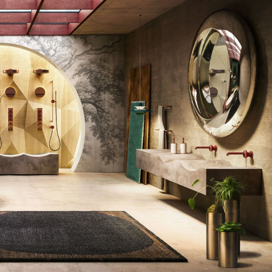 Верхний душ Gessi, настенный, поворотный, с защитой от известкового налёта, цвет Dark Bronze - изображение 1