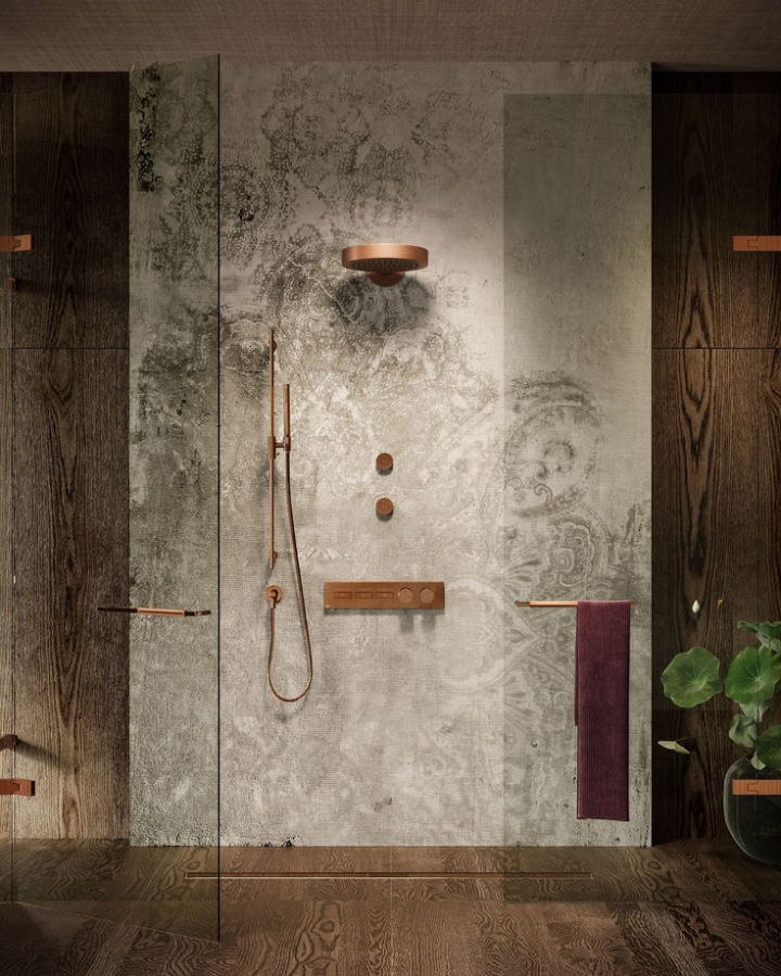 Верхний душ Gessi, настенный, поворотный, с защитой от известкового налёта, цвет Dark Bronze - изображение 2