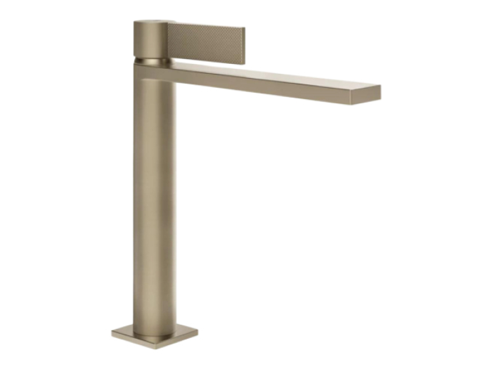 На изображении товар Смеситель для раковины Gessi Inverso, с донным клапаном и соединительными шлангами, Н-251 мм, цвет Finox Brushed Nickel от официального представителя в Москве