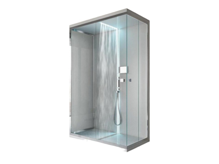 На изображении товар Кабина душевая Gruppo Treesse Scuretto 812, из CRYSTALTECH®, 800 x 1200 мм, цвет белый/хром от официального представителя в Москве