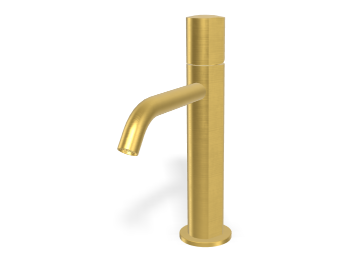 На изображении товар Смеситель для раковины Carlo Frattini SO, с 2 гибкими шлангами, без ручки, без донного клапана, Н-241 мм, цвет золото брашированное от официального представителя в Москве