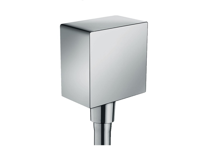 На изображении товар Шланговое подсоединение Hansgrohe Fixfit Square, обратный клапан 1/2’, цвет хром от официального представителя в Москве