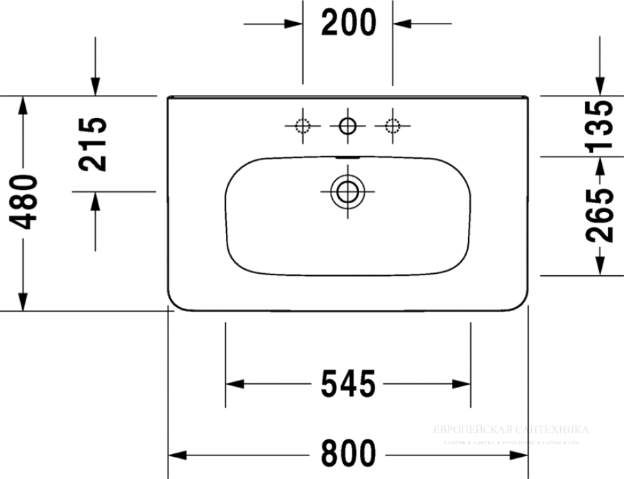 Раковина Duravit DuraStyle для мебели, 800x480 мм, с 1 отверстием под смеситель, цвет белый - изображение 7