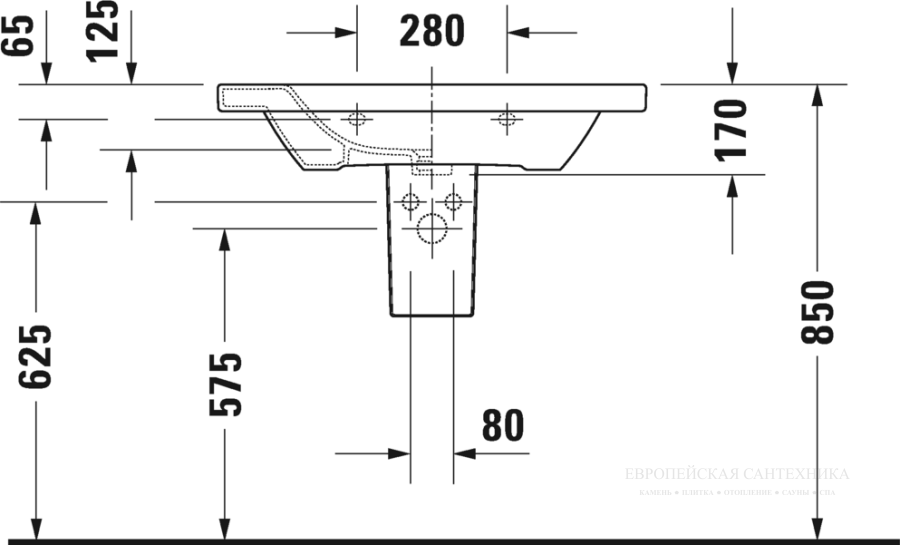 Раковина Duravit DuraStyle для мебели, 800x480 мм, с 1 отверстием под смеситель, цвет белый - изображение 9