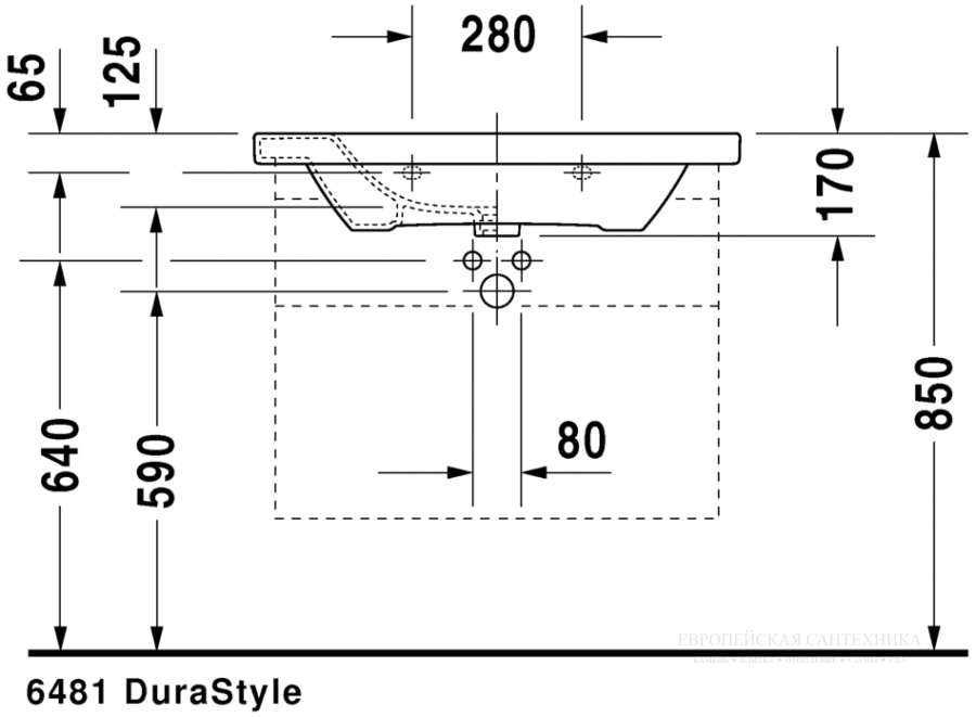 Раковина Duravit DuraStyle для мебели, 800x480 мм, с 1 отверстием под смеситель, цвет белый - изображение 11