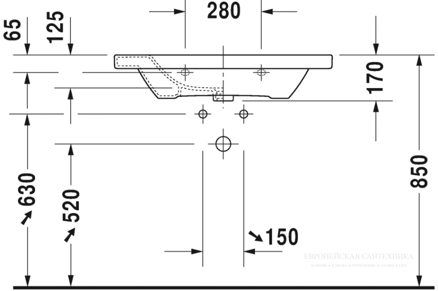 Раковина Duravit DuraStyle для мебели, 800x480 мм, с 1 отверстием под смеситель, цвет белый - изображение 8