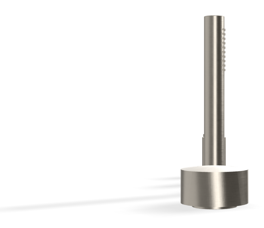 Смеситель для ванны Carlo Frattini SO, на борт, с вытяжным ручным душем, без излива, без ручек, цвет никель брашированный - изображение 2