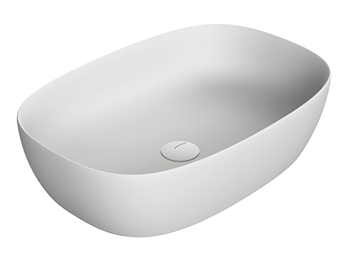 На изображении товар Раковина Antonio Lupi Senso 600 х 400 мм, накладная, цвет белый/Satin Steel от официального представителя в Москве