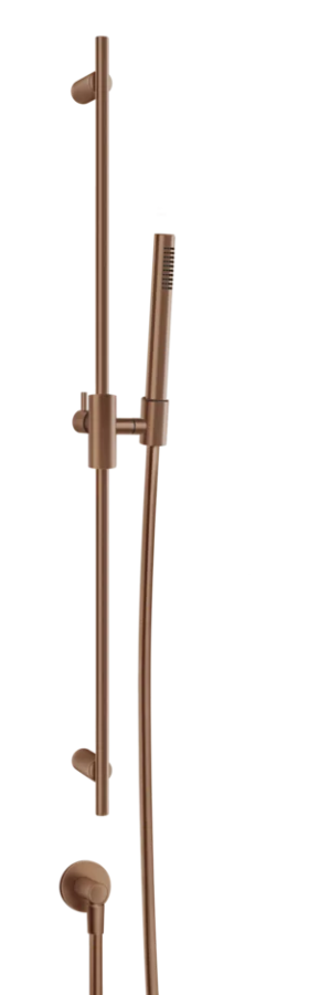 Душевой гарнитур Gessi Habito, штанга h900 мм, ручной душ, держатель, настенное шланговое подсоединение, цвет Copper Brushed PVD