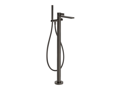Cмеситель для ванны Gessi Inverso, напольный, с переключателем и ручным душем, внешняя часть, цвет Black Metal Brushed PVD
