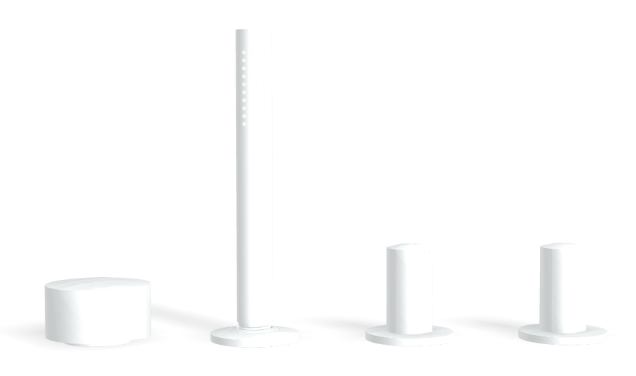 Смеситель для ванны Carlo Frattini SO, на борт, с вытяжным ручным душем, без излива, без ручек, цвет белый матовый - изображение 1